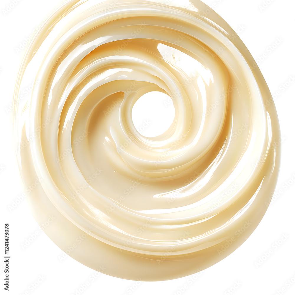 Mayonnaise swirl, whipped cream texture, top view, isolated on white background closeup
Mayonnaise swirl, whipped cream texture, top view, isolated on white background closeup