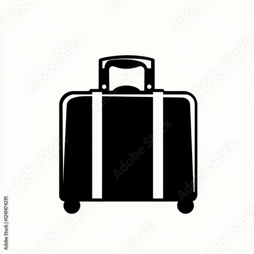 Black Suitcase Icon Travel Bag Luggage Holiday Trip Departure