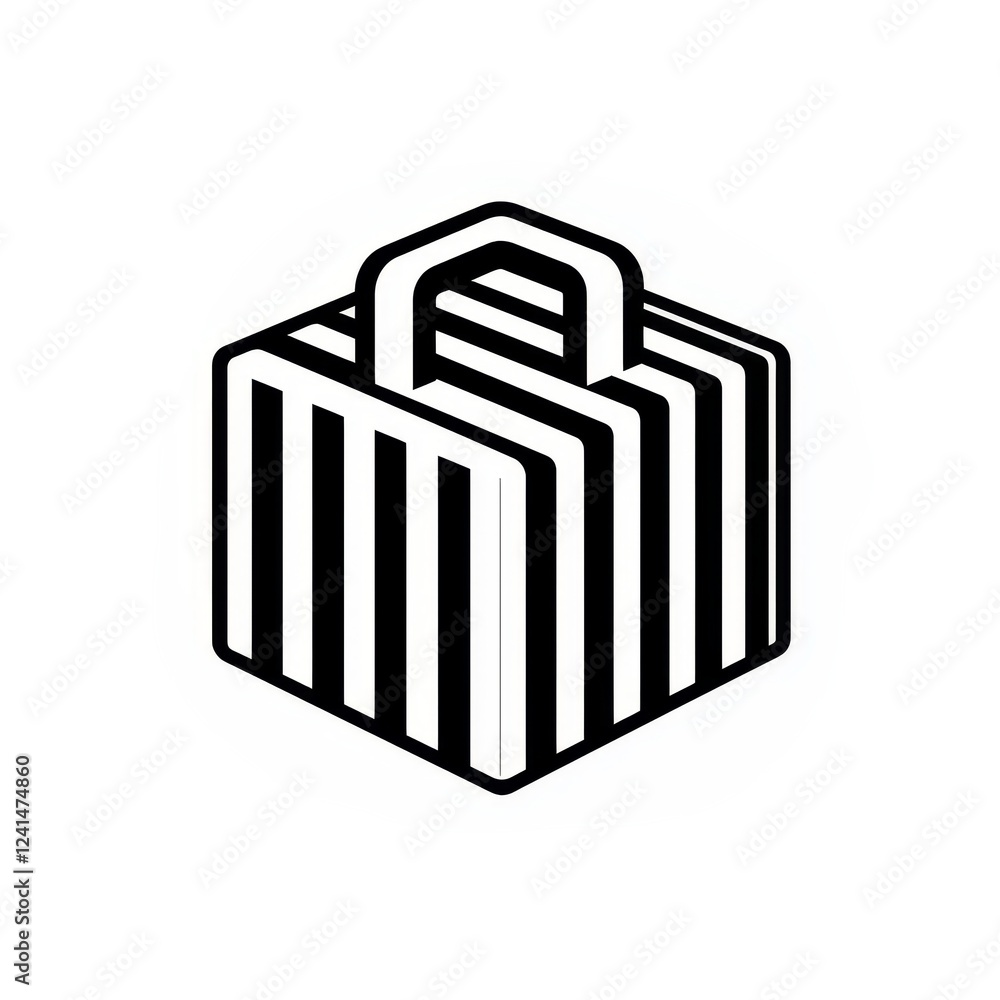 Stylish Black and White Striped Suitcase Icon Design Graphic Resource Stylish Black and White Striped Suitcase Icon Design Graphic Resource