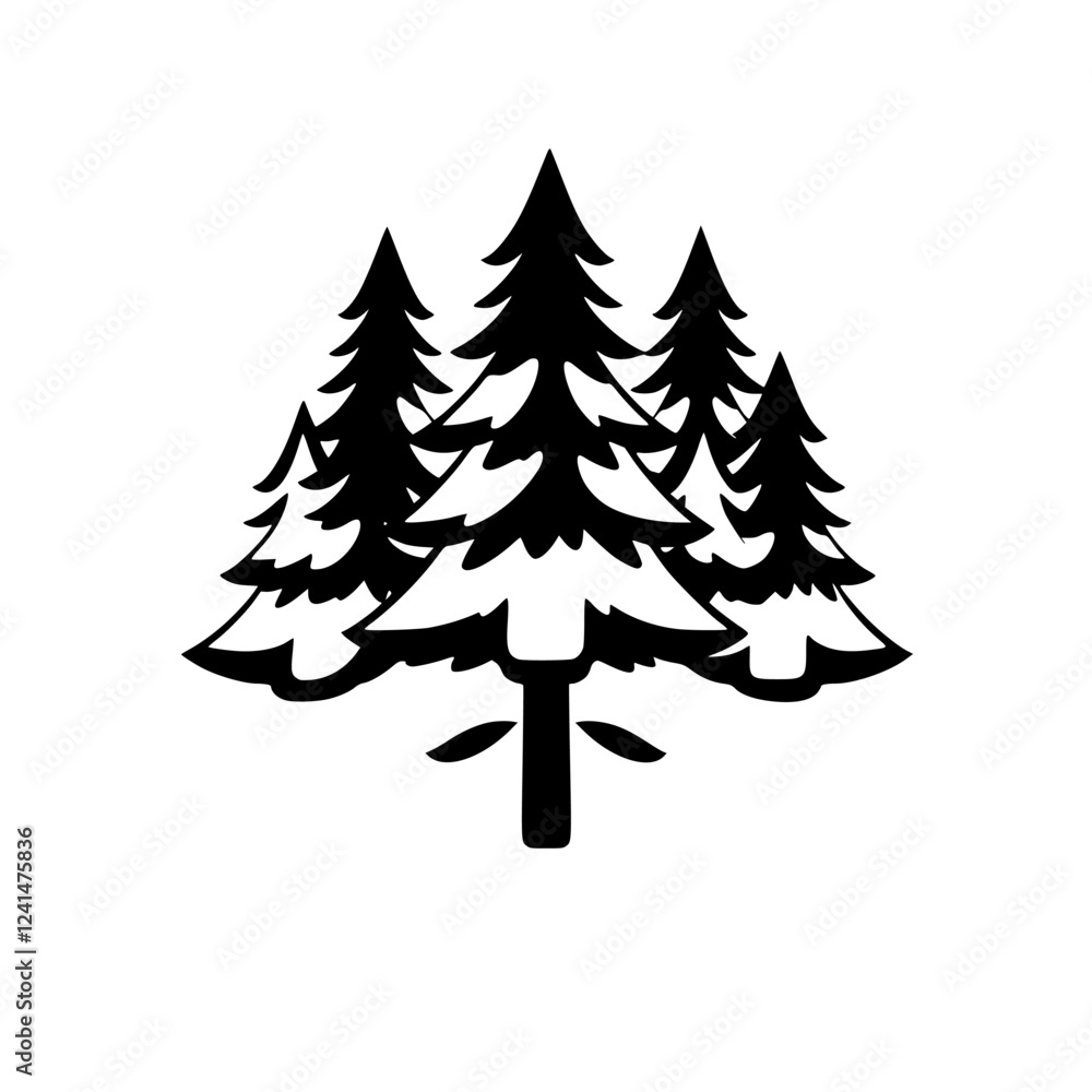 Obraz premium Majestic evergreen forest, a captivating illustration of pine trees, perfect for nature lovers and design enthusiasts. A symbol of serenity and resilience.