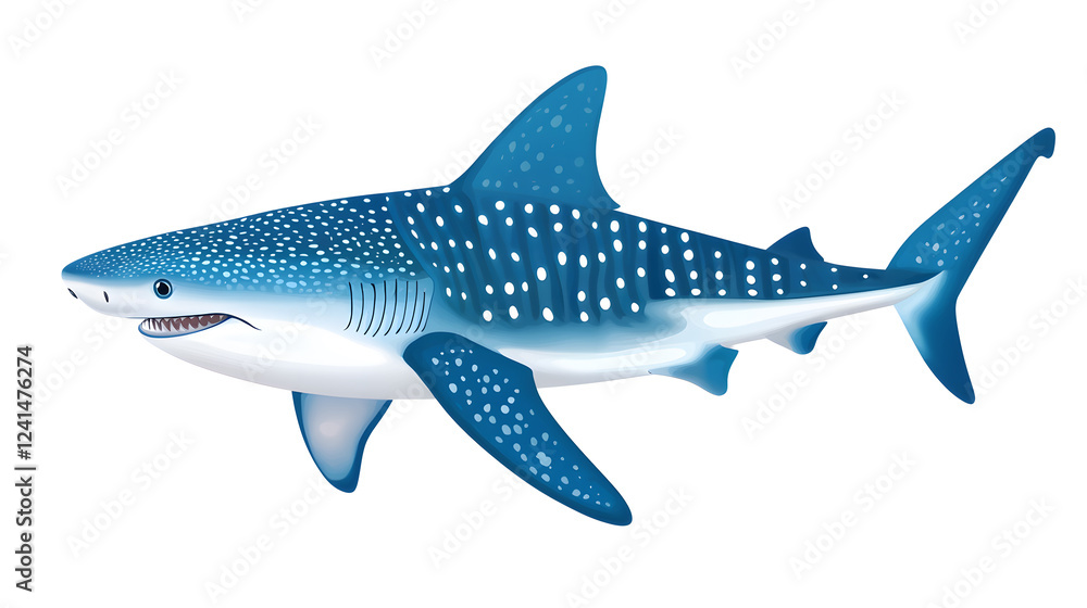 Obraz premium Whale shark with dotted pattern skin isolated on white background