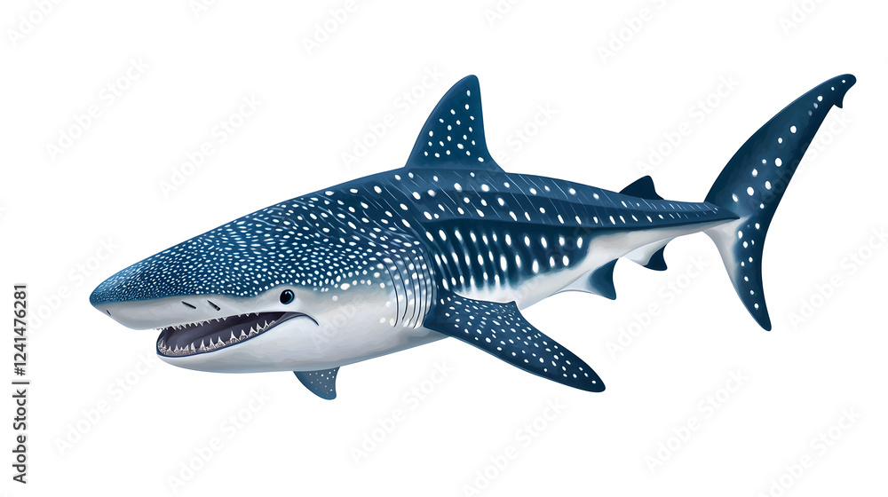 Naklejka premium Whale shark with dotted pattern skin isolated on white background