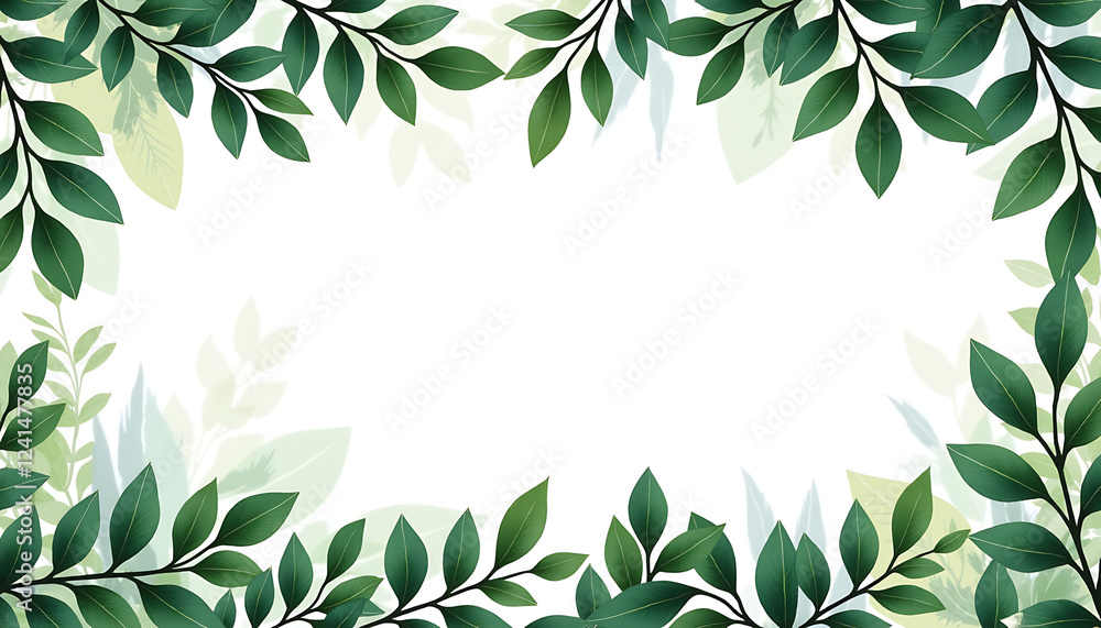 Leafy background with green foliage and blank space