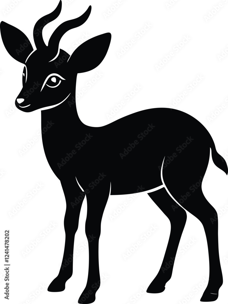 A cute baby Antelope a silhouette illustration A cute baby Antelope a silhouette illustration
