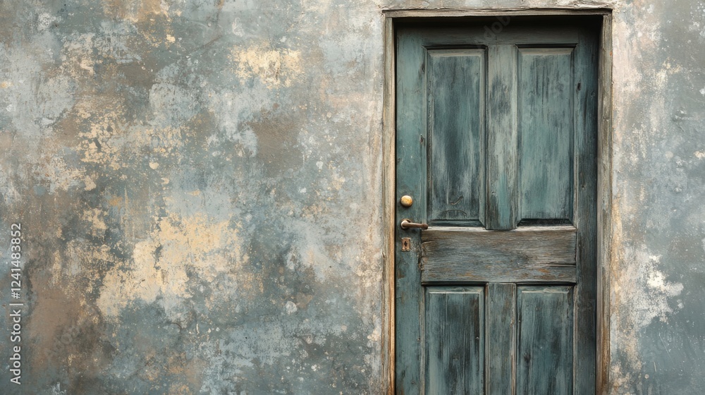 Timeless Old Wooden Door on a Weathered Wall Timeless Old Wooden Door on a Weathered Wall