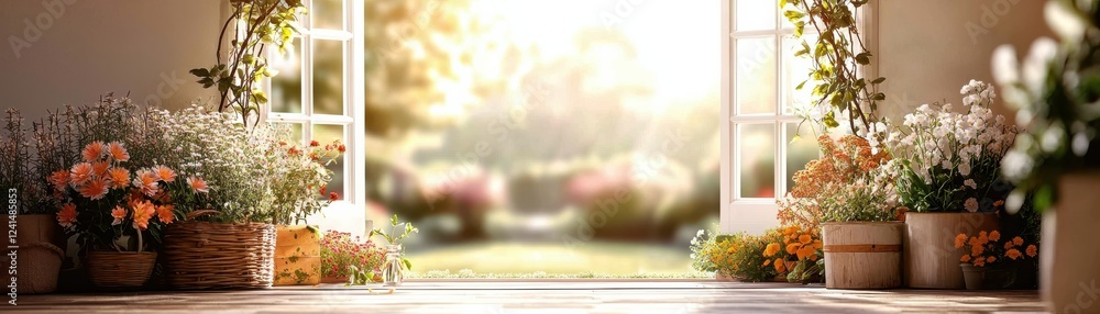 Fototapeta premium Creating a vibrant backyard garden sundrenched wildflowers blooming