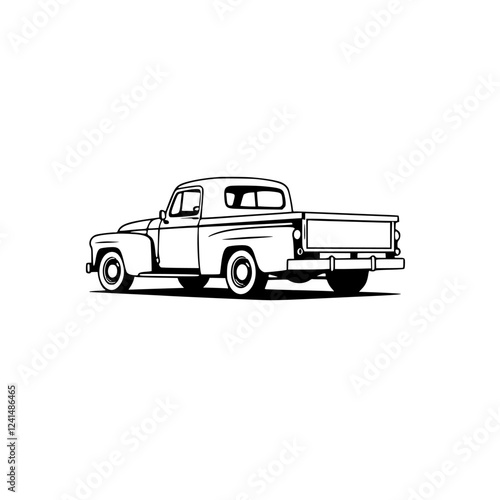 Classic Vintage Pickup Truck: A Retro Automobile Illustration. Perfect for classic car enthusiasts and vintage vehicle lovers. This vector graphic is ideal for automotive-related projects.