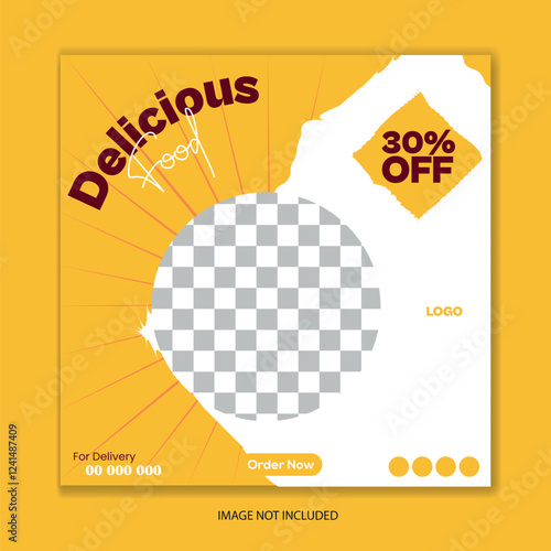Delicious Food Social Media Post  Design Template 