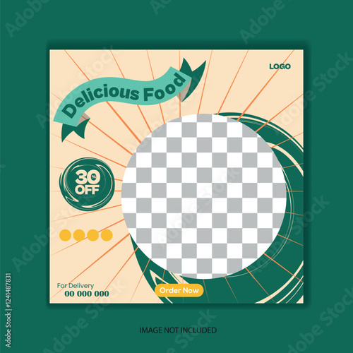 Delicious Food Social Media Post  Design Template 