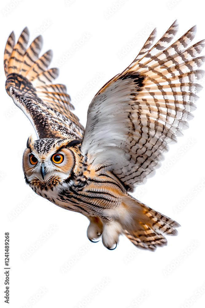 Owl is flying isolated on white background Owl is flying isolated on white background