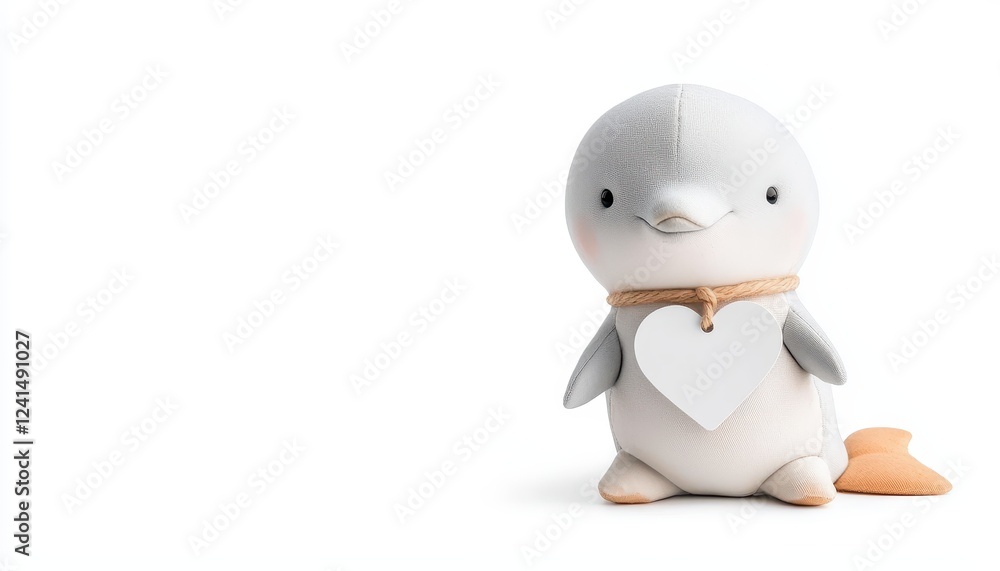 Charming plush toy of a happy dolphin with a heart, perfect for children's rooms and playful decor. Charming plush toy of a happy dolphin with a heart, perfect for children's rooms and playful decor.
