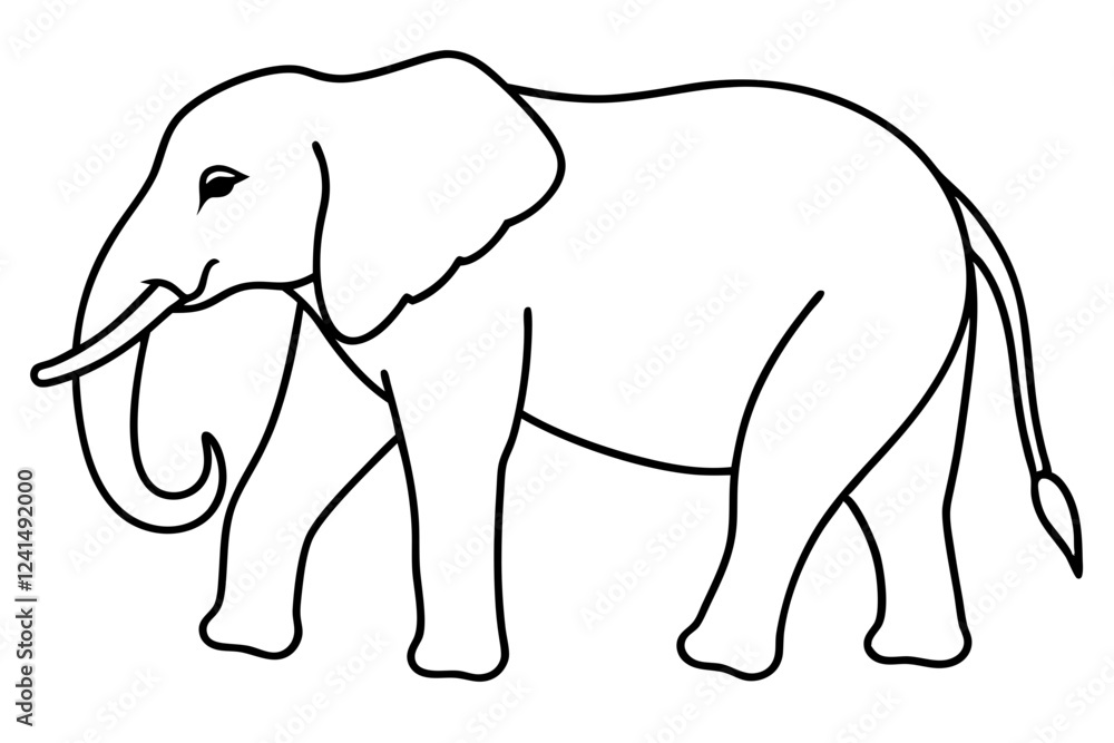 Minimalist Elephant Line Art Vector Minimalist Elephant Line Art Vector