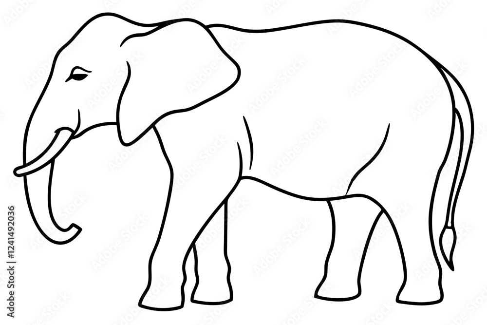 Obraz premium Minimalist Elephant Line Art Vector