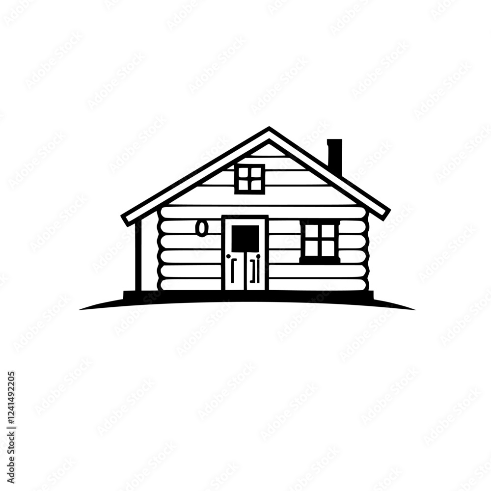 Cozy Log Cabin House: Rustic Home Design, Simple Vector Illustration. Perfect for real estate, architecture, and home design projects. Cozy Log Cabin House: Rustic Home Design, Simple Vector Illustration. Perfect for real estate, architecture, and home design projects.