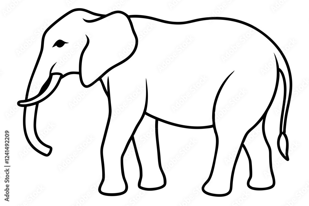 Minimalist Elephant Line Art Vector Minimalist Elephant Line Art Vector