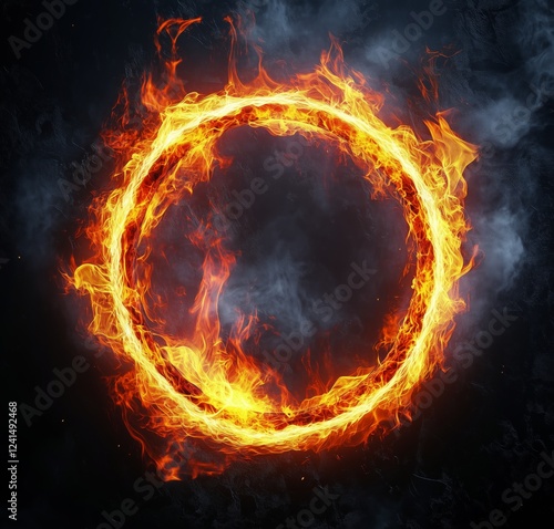 Fire ring glowing against a dark background creating an intense visual effect