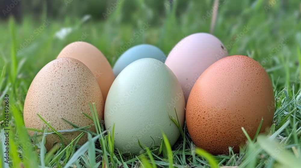 Harvesting farmfresh eggs a closeup view of varied sizes in a rustic setting Harvesting farmfresh eggs a closeup view of varied sizes in a rustic setting