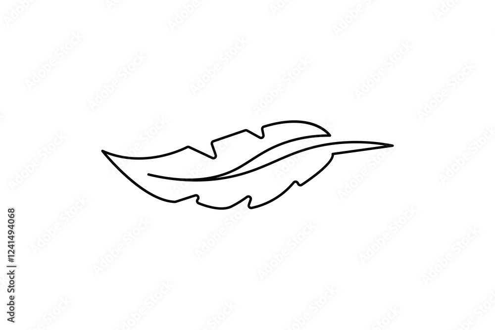 Obraz premium Bird feather single line art of icon hand drawn outline vector illustration
