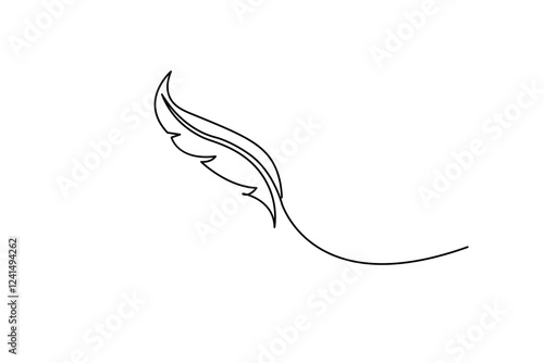 
 Bird feather single line art of icon hand drawn outline vector illustration