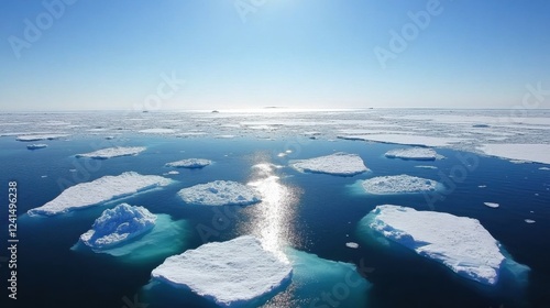 Wallpaper Mural Icebergs Floating on Calm Blue Ocean Under Bright Sunlight Torontodigital.ca