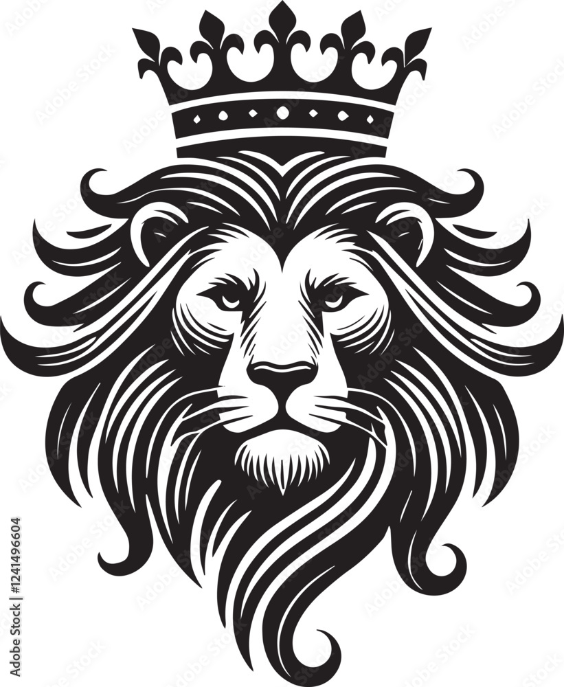Bold and Elegant Lion Head with Royal Crown Vector Illustration
Bold and Elegant Lion Head with Royal Crown Vector Illustration