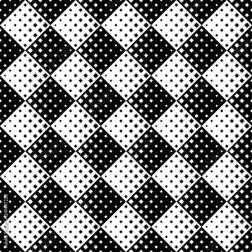 Seamless curved star pattern background - monochrome abstract vector design from stars