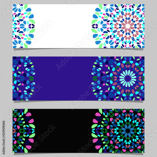 Geometrical flower mandala banner set - abstract colorful vector graphics