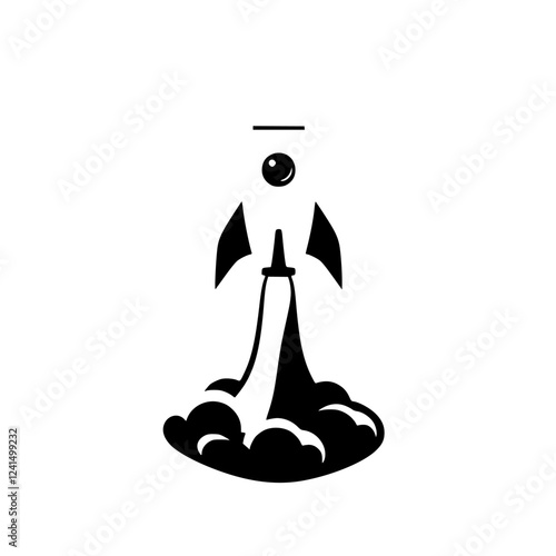 Rocket Launch: A Symbol of Innovation and Progress.  A sleek vector graphic depicting a rocket blasting off, representing technological advancement, startup success, and the pursuit of the future.