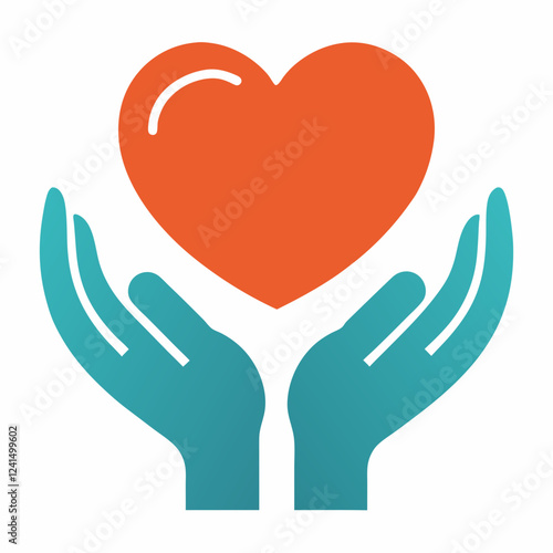 Wallpaper Mural Healthcare hands holding heart flat icon background white Torontodigital.ca