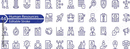 Human resources icon collection set. Containing employee, work, organization structure, business, industry, cycle economy, hr, concept icon.