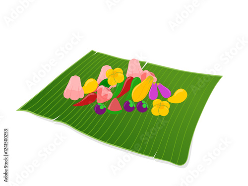Thai dessert luk chup on a white background.