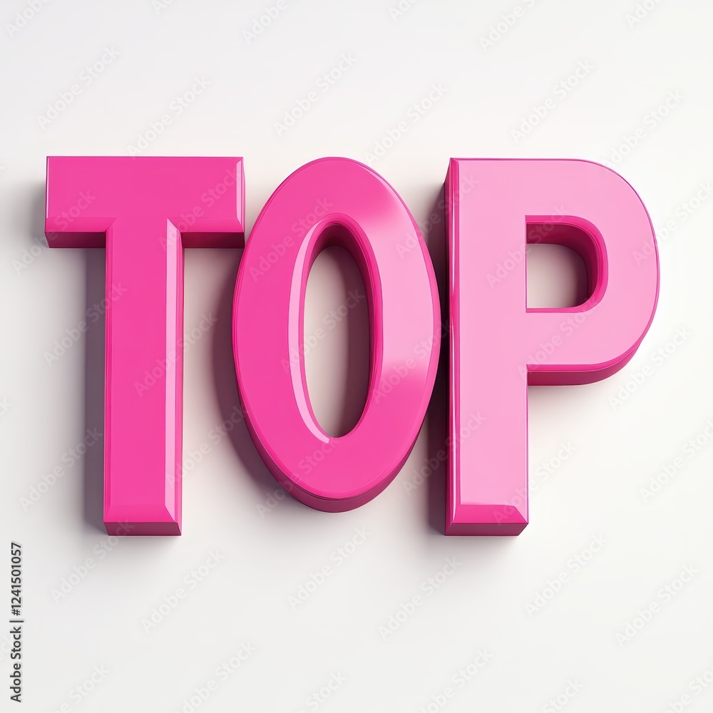 Bold pink letters spell out the word TOP against a clean white background. Bold pink letters spell out the word TOP against a clean white background.