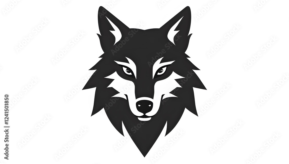 Obraz premium Stylish Black Wolf Illustration for Graphic Design Projects