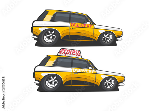 Delivery truck illustration. Delivery concept design template. Delivery service concept. Cargo and Logistics hand drawn vector illustration. Delivery Van isolated