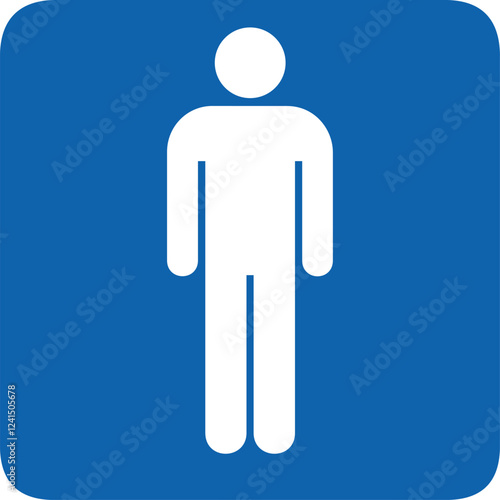 mens restroom, bathroom, man icon,male, user icon, blue square