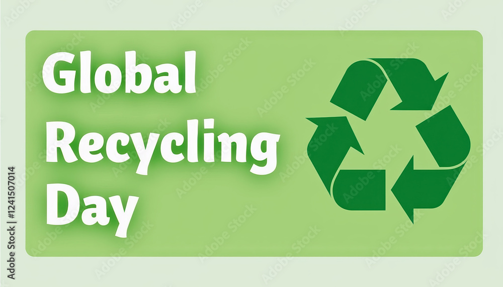 Bold banner representing Global Recycling Day with engaging graphics and an emphasis on sustainability and community involvement. Bold banner representing Global Recycling Day with engaging graphics and an emphasis on sustainability and community involvement.