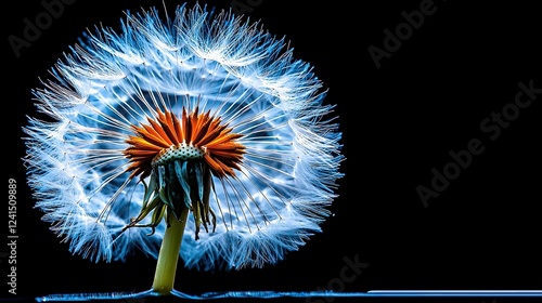   A clearer dandelion photo on a black backdrop photo