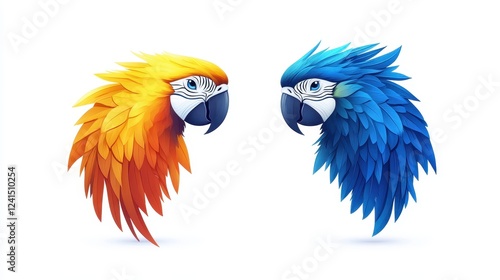 Colorful macaw heads digital art showcase creative design vibrant environment close-up wildlife inspiration photo