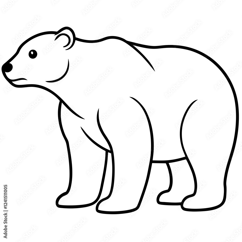 Fototapeta premium Minimalist Polar Bear Line Art Vector
