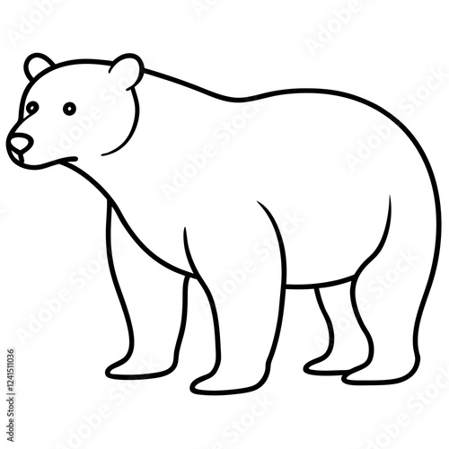 Minimalist Polar Bear Line Art Vector