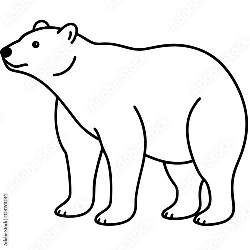 Minimalist Polar Bear Line Art Vector