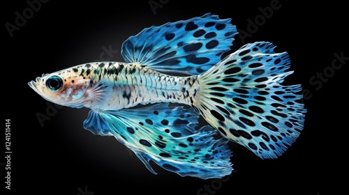 Vibrant guppy fish swimming aquatic habitat macro photography dark background underwater view nature's artistry