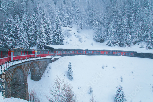 Wallpaper Mural Swiss Alps: January 27, 2025: Epic Bernina Express route across the mountains. Torontodigital.ca