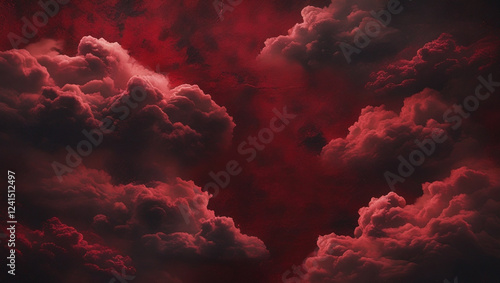 Dramatic Red Clouds with Dark Sky - Mysterious and Atmospheric Background