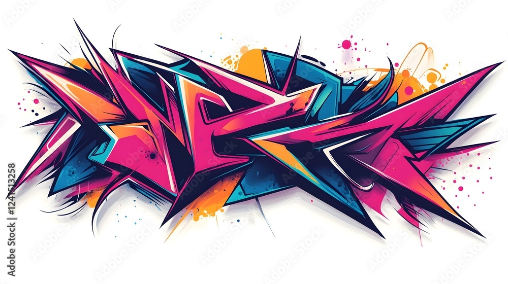 Fototapeta premium Vibrant Graffiti Explosion of Colors and Shapes on Urban Wall