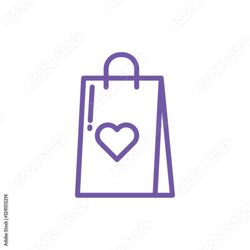 shopping bag love line icon