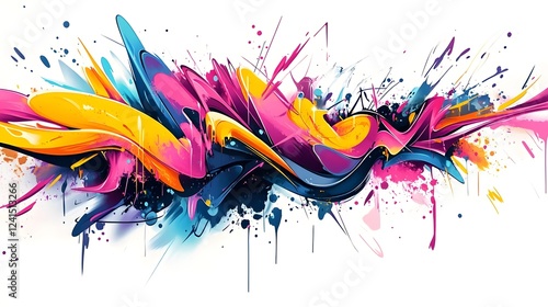 Vibrant Colorful Splash of Abstract Digital Art Design
