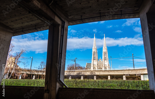 Neo-Gothic Votive Church (Votivkirche) In Vienna photo