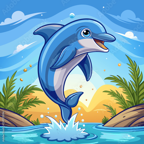 Dolphin: Leaping gracefully out of the water, this playful mammal clicks and whistles to communicate with its pod.