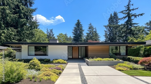 Wallpaper Mural Modern house, sunny day, landscaped garden, driveway Torontodigital.ca